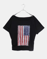ヴィンテージアメリカンフラグペイントワンショルダーTシャツ