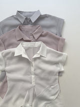 [Short Sleeve ver.] Kaya Wrap See-through Roll-up Shirt