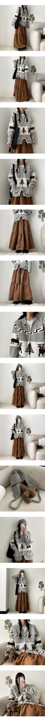 Synd Deer Two Way Knitwear Zip-Up Cardigan