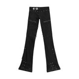"CZ SPIKE STUDDED SKINNY BLACK JEANS "
