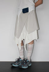 SLANT LAYERED MIDI SKIRT