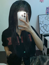 ハート🎀💕🧸ベイビーセミクロップドTシャツフーディージップアップジャンパー🧸🖤🤍3COLOR