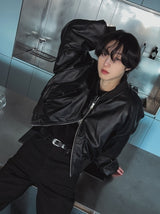 Ebonic Crop Leather MA-1