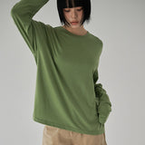 [Henry Neck, Round Neck] [Nieve] Loose Fit Cutline Long-Sleeve T-Shirt - 8 Colors