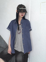パズルパークデニム半袖南シャツ/Puzzle Boxy Denim Short Sleeve Southern Shirt