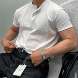 ヘンデスファーストマッスルフィットアイスバントヘンリーネックショートスリーブ