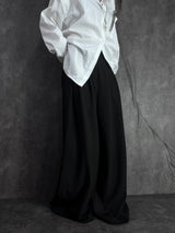 double-pleated long wide slacks