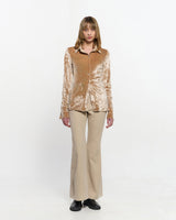 Embroidered Velvet Slim Shirt _ BEIGE