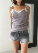 FRINGE DENIM SHORTS