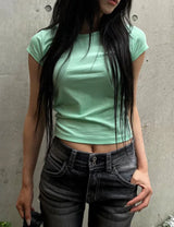 Cap Sleeve Contour U-Neck Slim Top