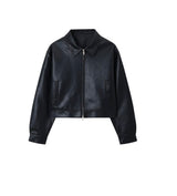 [F/W] Leather basic crop jacket(2color)