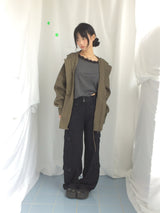 フェミニンフラットネックロングTシャツ