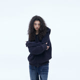 Sserpe Destroyed Cotton Knit Hoodie Zip Up Deep Purple