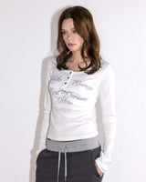 BDM Henley Neck Long Sleeve White