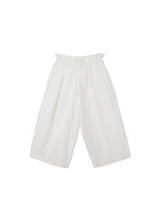 6CRAYON White French Lotus Waist Drawstring Wide Leg Casual Shorts
