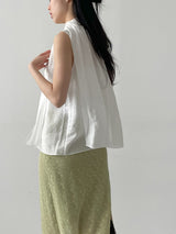 [Scarf SET] Sica V-Neck Sleeveless Blouse