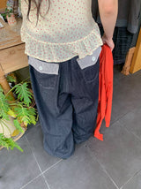 [unisex] Orihi Non-Fade Banding Wide Denim Pants