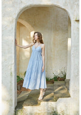 Blanc Halter Dress Blue