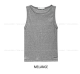 [U-BASIC] Melanin Metalレタリングリブノースリーブ