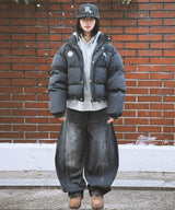 Double Logo Volume Puffer Padding_Black
