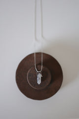 Pencil Black Hair Crystal Silver 925 Necklace handmade