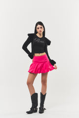 Logo Cubic Crop Top Black