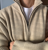 All Day High Neck Modal Semi-Zip-Up Knit
