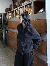 BLACK BUTTON SHORT COAT