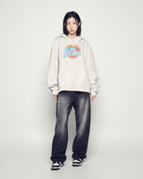 25FW BASKET BALL PIGMENT WIDE HOODIE LIGHT GRAY