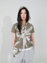 クロスパッチフーディー (KHAKI)
