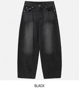 Shell Washing Wide Balloon Denim