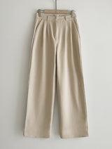 Divet Two Pin Tuck Brushed Span Wide Slacks