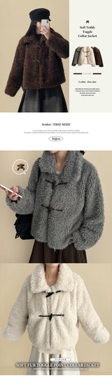 Elti fur fleece tteokboki button collar jacket
