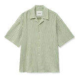 オープンカーラクリースストライプシャツ[Avocado Green]