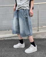 デラサイドスナップバミューダデニムパンツ