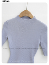 half-turtleneck slim line knitwear T-shirt