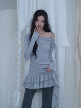 Cats Draping One-Shoulder Top