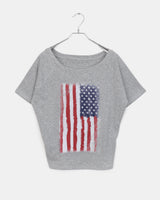 ヴィンテージアメリカンフラグペイントワンショルダーTシャツ