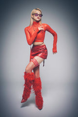 Real Leather Fur Boots(Red)