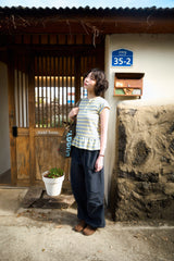 Fore Striped Shirred T-shirt (2color)