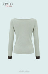 Green block layer long-sleeve T-shirt
