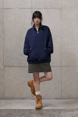 Double zipper high-neck sweatshirt