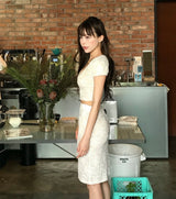 [ md pick ] nef puff & lace top + midi sk set