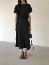 Jeure Wrap Roll-up Short Sleeve Long Dress