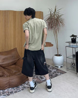 Furd-dyed zipper short-sleeve shirt
