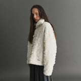MONICA LACE FLEECE JACKET - IVORY