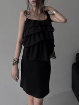 ruffle sheer bustier blouse (2color)