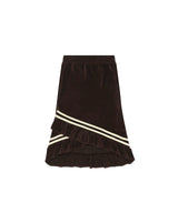 Color Strap Velour Frill Skirt _ BROWN