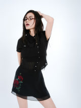 ASYMMETRIC STRIPE SHIRTS [BLACK]