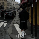[HFORUS MADE]レイヤーショルダー フード付きジップアップ イン ブラック